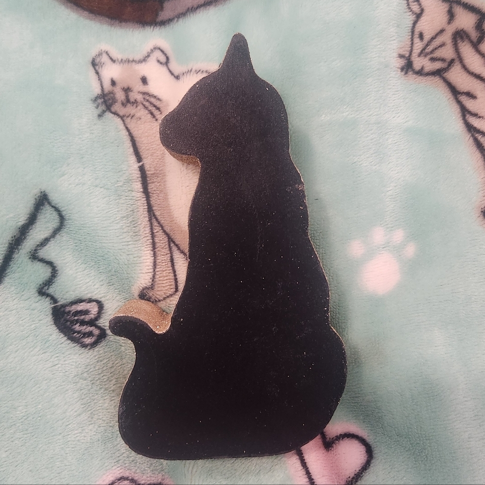 Glittery Cat Silhouette Wooden Decoration